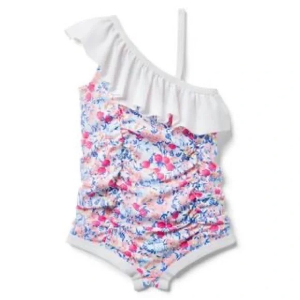 Janie and Jack 1 Piece Swimsuit Floral Ruched